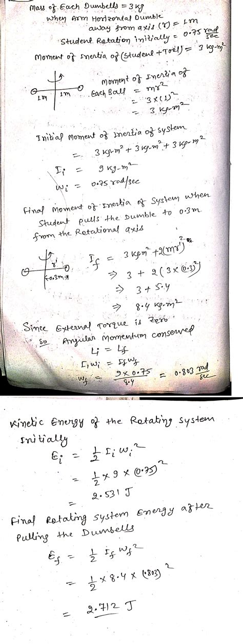 Find the total kinetic energy Kₜₒₜ of a dumbbell of  .